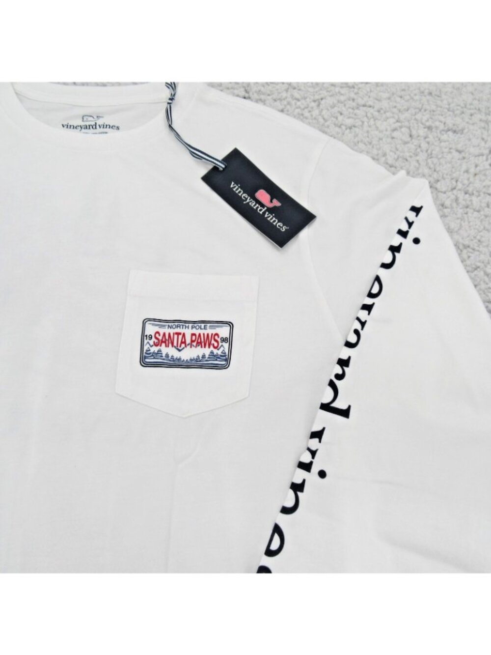 Vineyard Vines Graphic Santa Paws Sleigh Men's Size Large Long Sleeve Shirt NEW - Picture 4 of 10